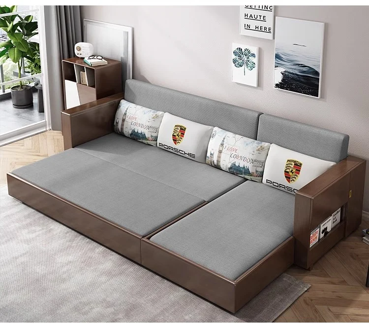 Juego de sofá cama convertible y chaise lounge con almacenamiento debajo