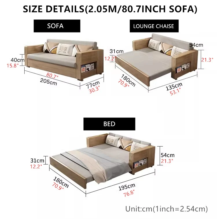 Juego de sofá cama convertible y chaise lounge con almacenamiento debajo