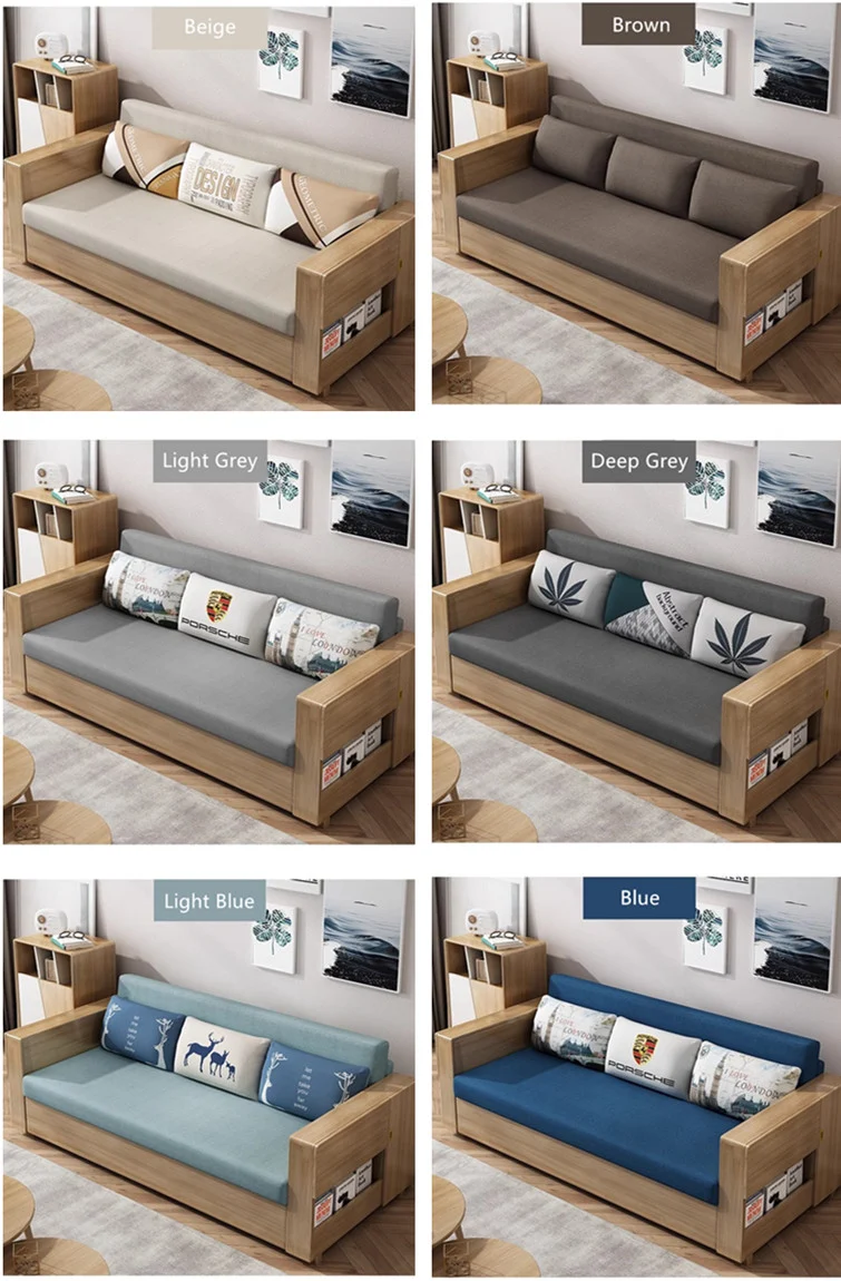 Juego de sofá cama convertible y chaise lounge con almacenamiento debajo