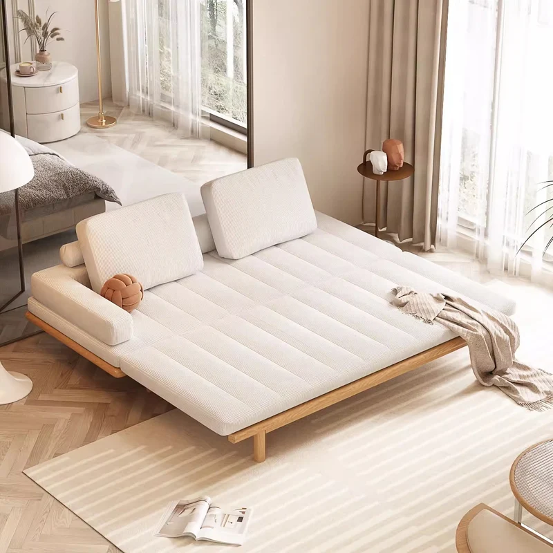 Sofá cama con marco de madera maciza de tela de pana extraíble Tatami