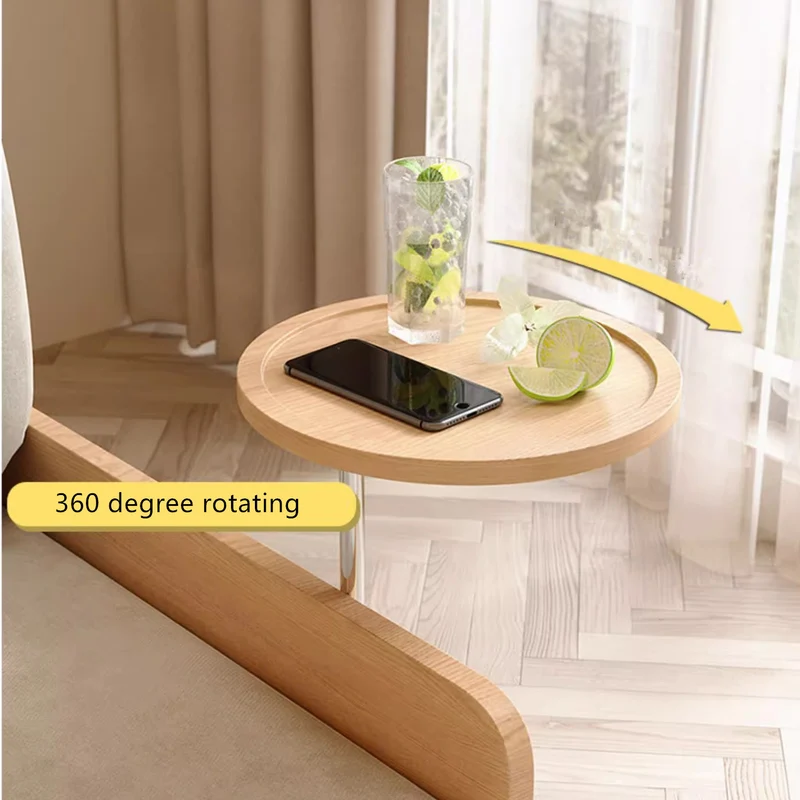 Sofá cama extraíble estilo tronco Japandi con bandeja giratoria para reposabrazos y almacenamiento