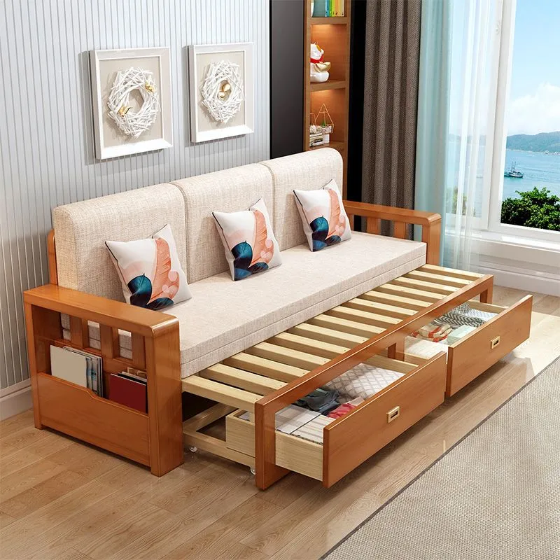Moderno sofá cama de tamaño completo con colchón desmontable y espacio de almacenaje debajo