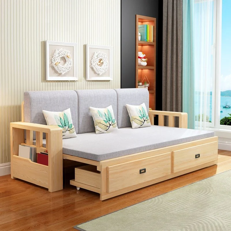 Moderno sofá cama de tamaño completo con colchón desmontable y espacio de almacenaje debajo