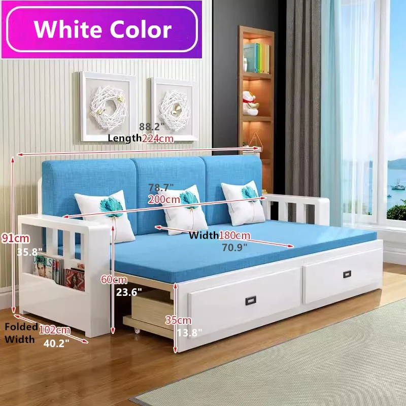 Moderno sofá cama de tamaño completo con colchón desmontable y espacio de almacenaje debajo
