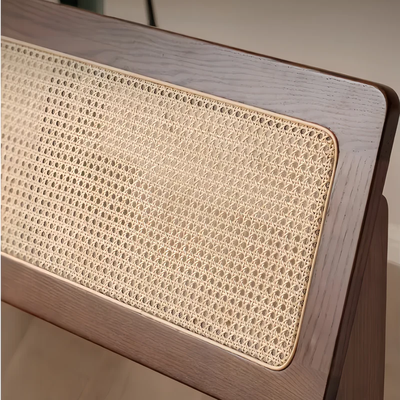 Sofá Japandi con estructura de madera maciza de roble y amplio espacio de almacenamiento debajo del asiento