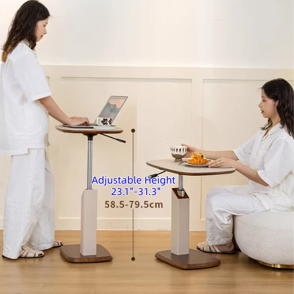 Mesa auxiliar giratoria abatible de altura ajustable en forma de C con ruedas invisibles