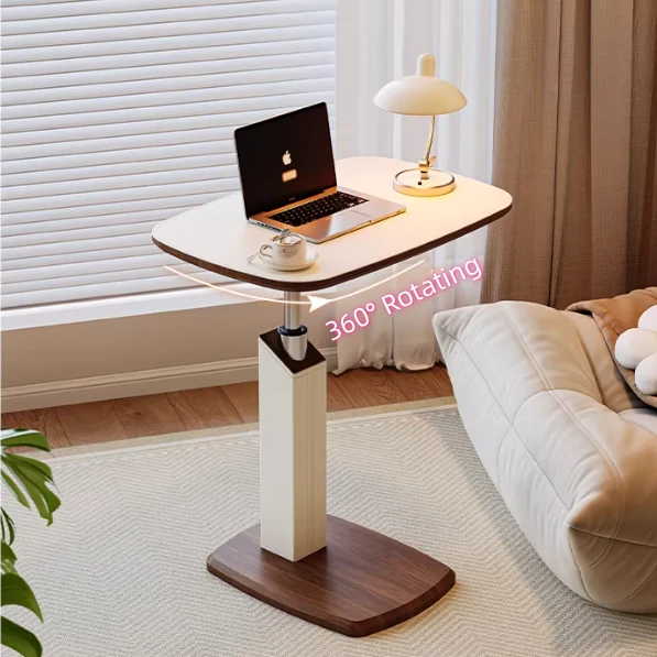 Mesa auxiliar giratoria abatible de altura ajustable en forma de C con ruedas invisibles