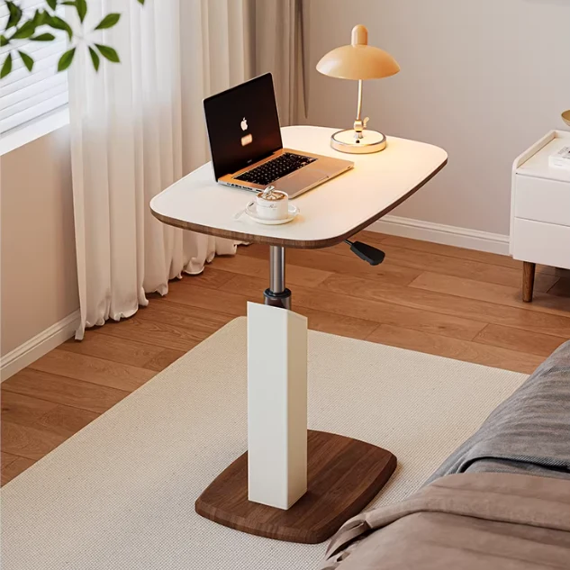 Mesa auxiliar giratoria abatible de altura ajustable en forma de C con ruedas invisibles
