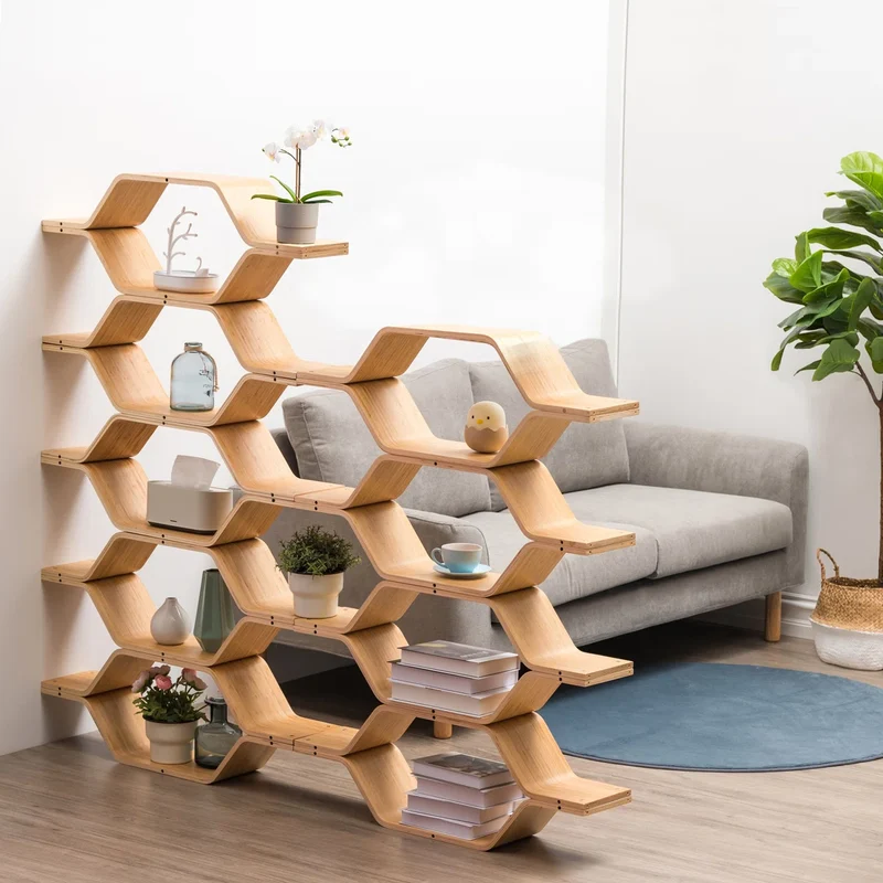 Estantes de almacenamiento hexagonales de madera de abedul con forma de panal de abeja