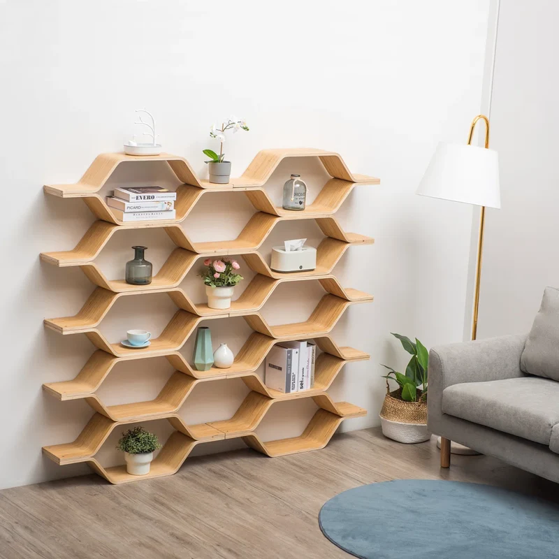 Estantes de almacenamiento hexagonales de madera de abedul con forma de panal de abeja