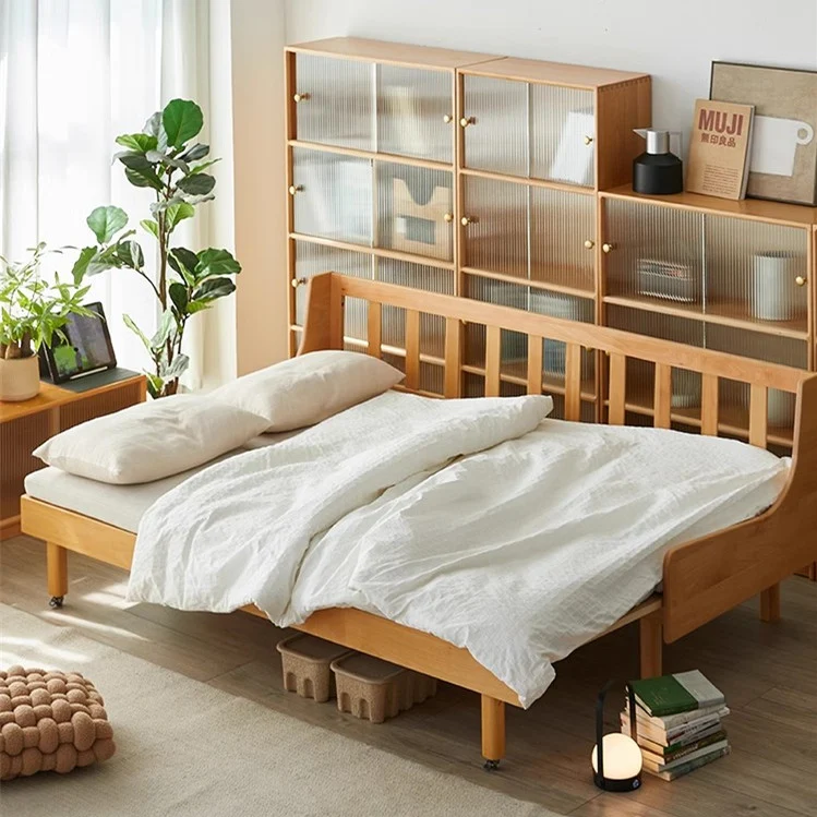 Sofá cama extraíble de madera maciza de haya con estructura de soporte para la espalda