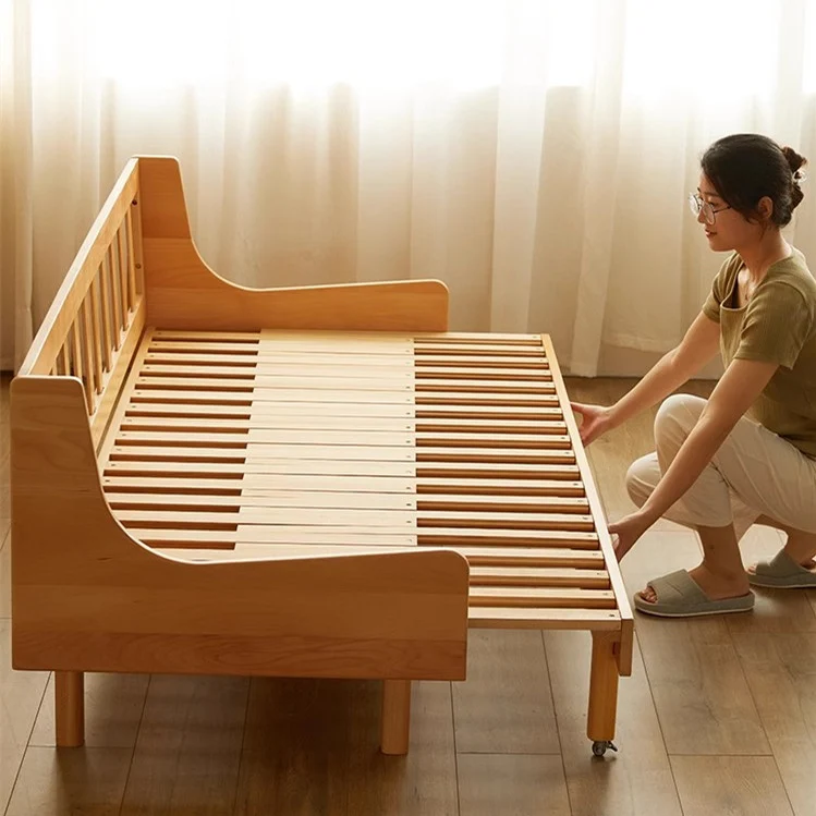 Sofá cama extraíble de madera maciza de haya con estructura de soporte para la espalda