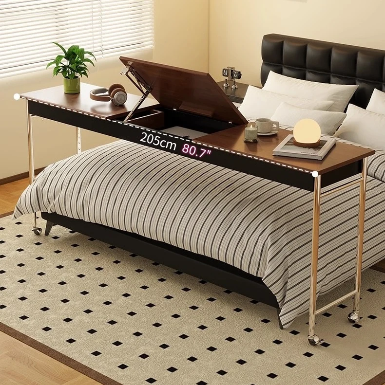 Mesa auxiliar para la cama con tablero inclinable y ruedas universales