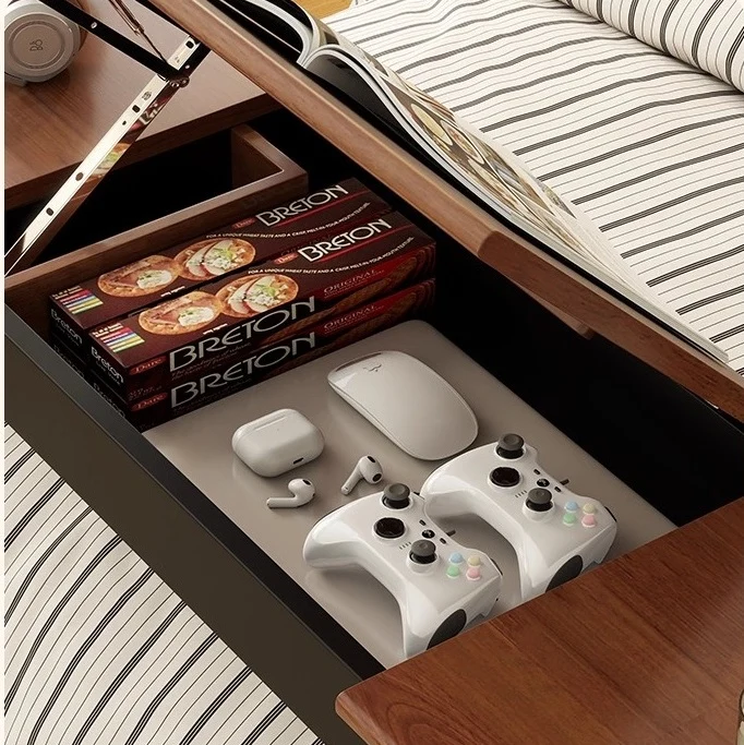 Mesa auxiliar para la cama con tablero inclinable y ruedas universales