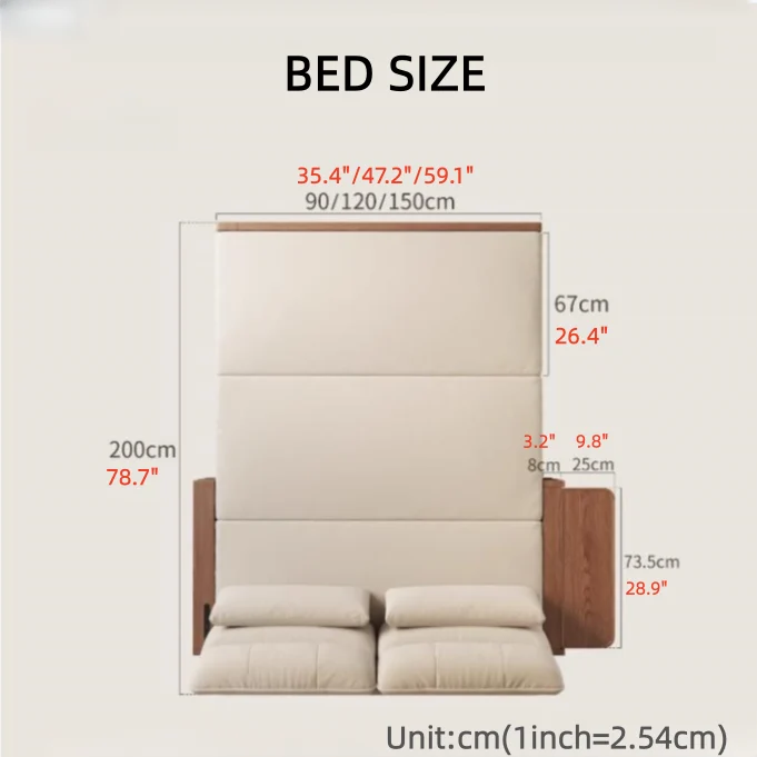 Sofá cama convertible con estructura de metal y madera maciza con almacenamiento oculto