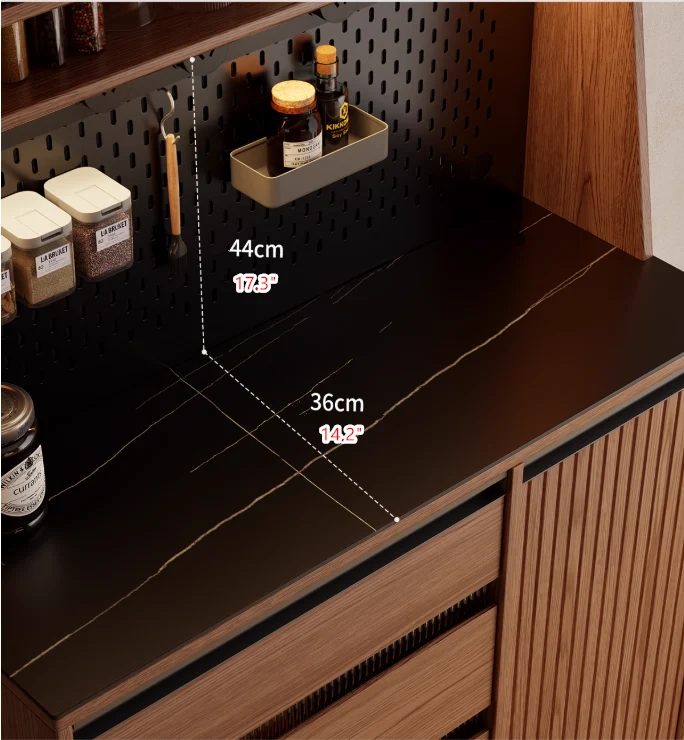 Mueble bar de café de madera maciza con organizador de tablero perforado y amplio espacio de almacenamiento