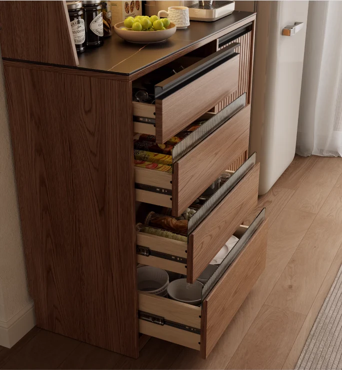 Mueble bar de café de madera maciza con organizador de tablero perforado y amplio espacio de almacenamiento