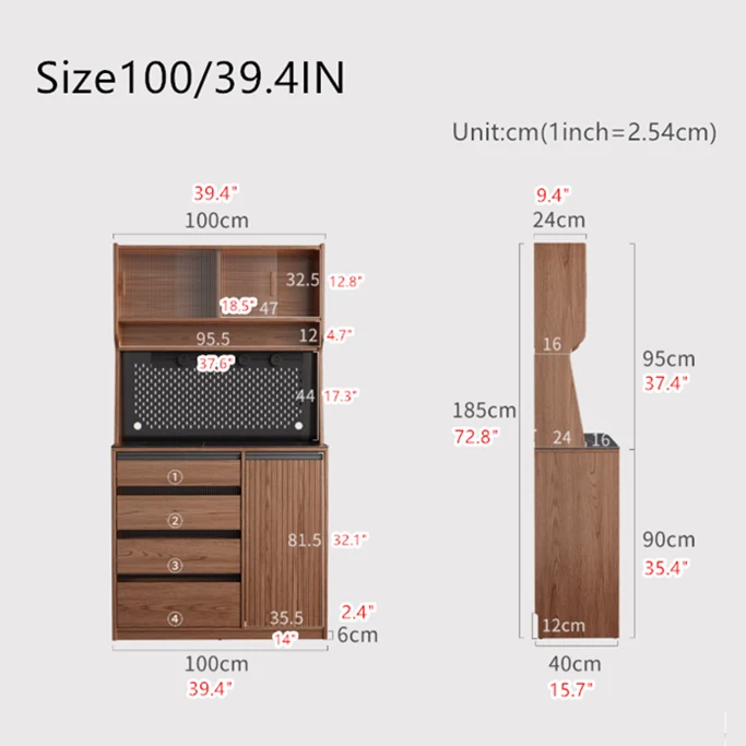 Mueble bar de café de madera maciza con organizador de tablero perforado y amplio espacio de almacenamiento