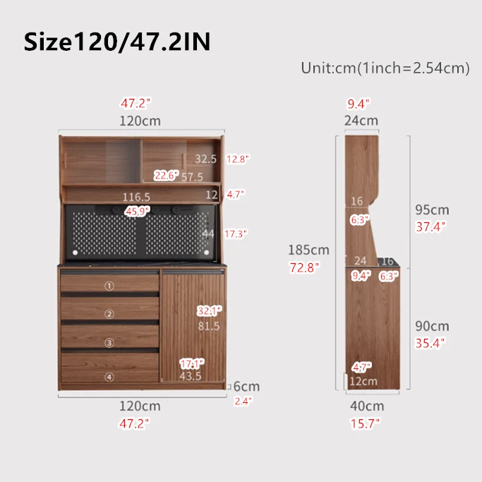 Mueble bar de café de madera maciza con organizador de tablero perforado y amplio espacio de almacenamiento