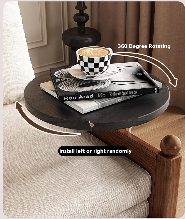 Sofá cama de tela estampada MARKSI con mesa con reposabrazos giratorio y caja de almacenamiento portátil