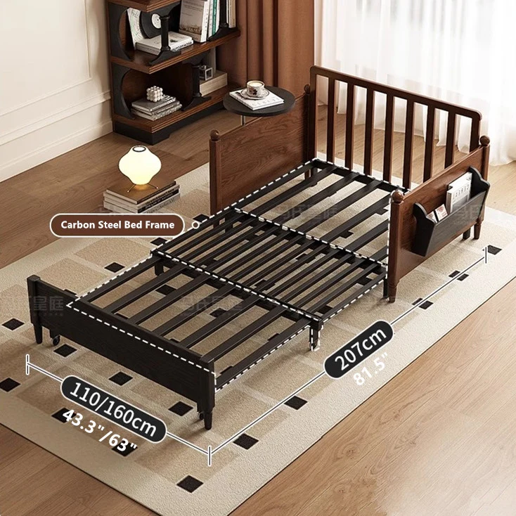 Sofá cama de tela estampada MARKSI con mesa con reposabrazos giratorio y caja de almacenamiento portátil