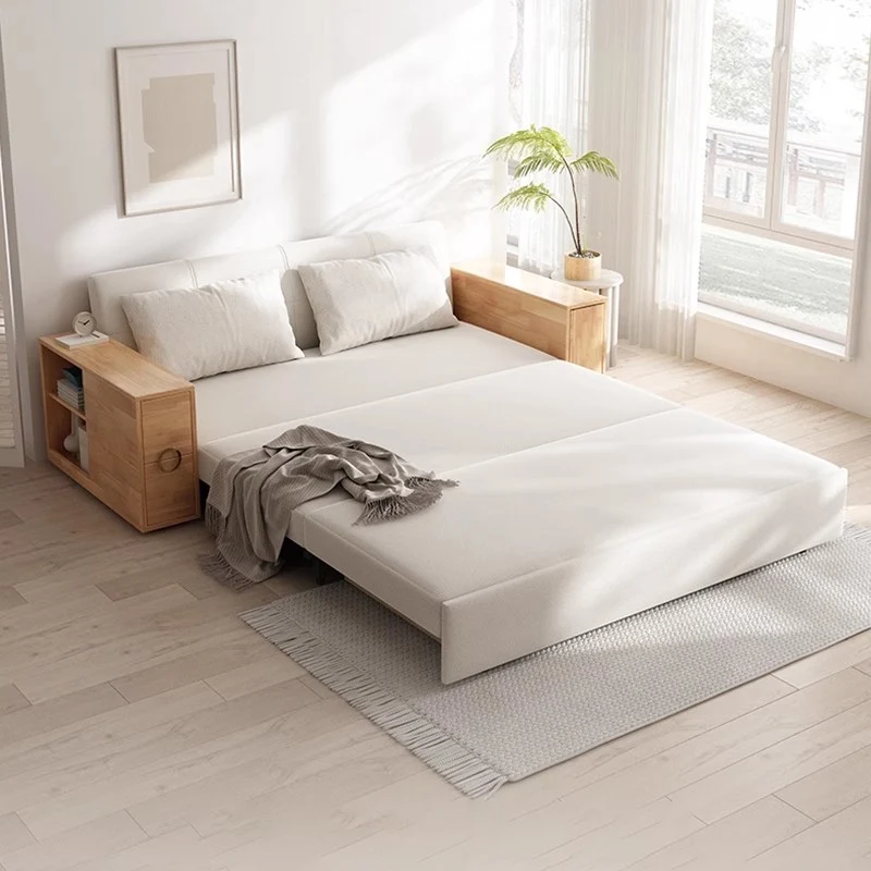 Sofá cama convertible 3 en 1 con reposabrazos oculto y espacio de almacenamiento debajo