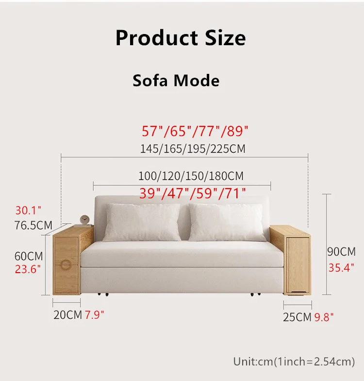 Sofá cama convertible 3 en 1 con reposabrazos oculto y espacio de almacenamiento debajo