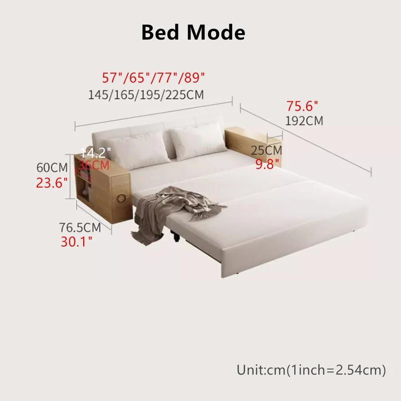 Sofá cama convertible 3 en 1 con reposabrazos oculto y espacio de almacenamiento debajo