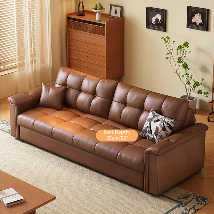 Sofá cama extraíble de tela de cuero retro con espacio de almacenamiento debajo