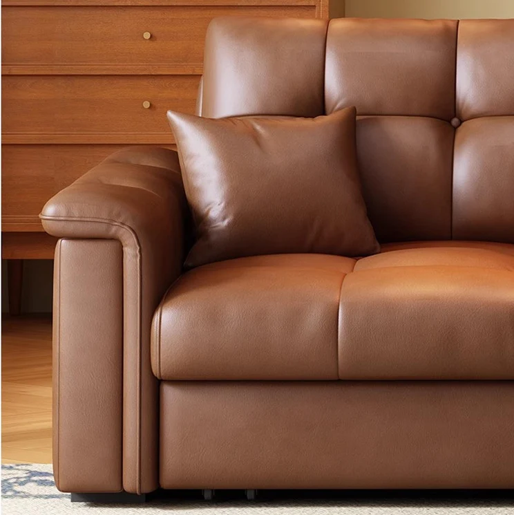 Sofá cama extraíble de tela de cuero retro con espacio de almacenamiento debajo