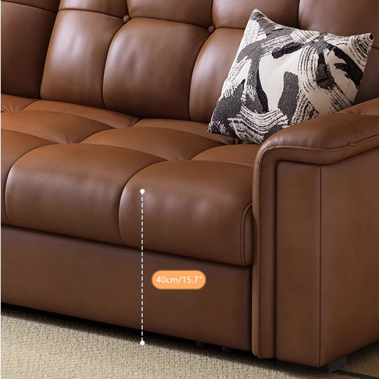 Sofá cama extraíble de tela de cuero retro con espacio de almacenamiento debajo