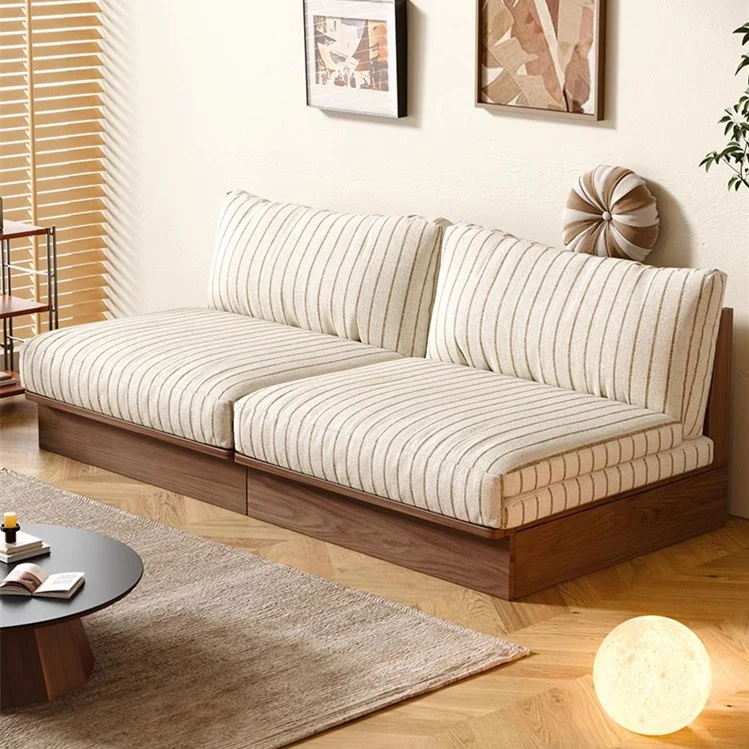 Sofá cama extraíble con estructura de madera maciza Japandi YUNJIAN