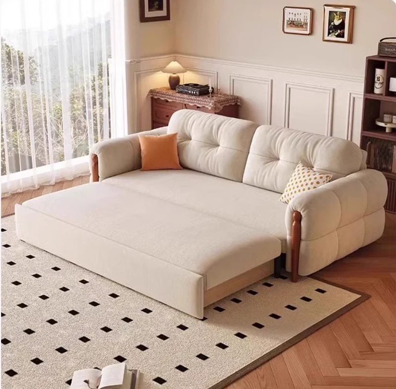 Sofá cama de tela de franela antirayaduras con espacio de almacenamiento debajo