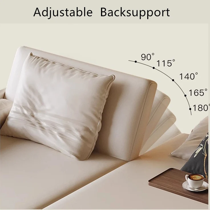 Sofá cama con respaldo ajustable y reposabrazos giratorio de tela de cuero para escritorio