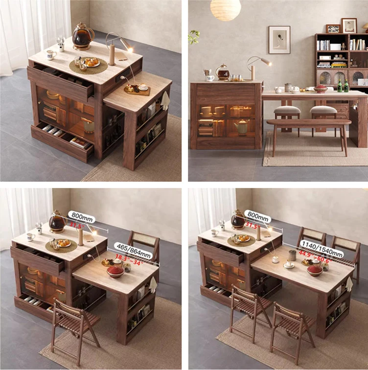 Mesa de cocina con isla telescópica