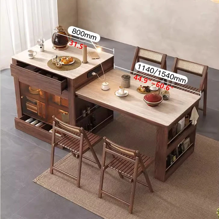 Mesa de cocina con isla telescópica