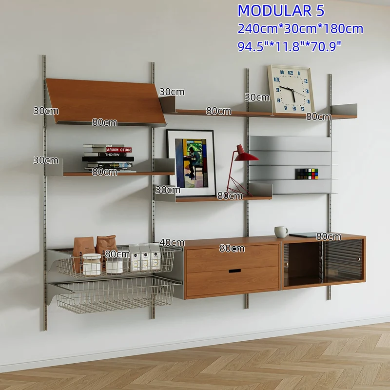 Estanterías modulares de aleación de aluminio para montaje en pared