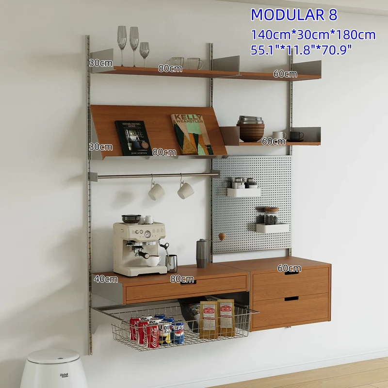 Estanterías modulares de aleación de aluminio para montaje en pared