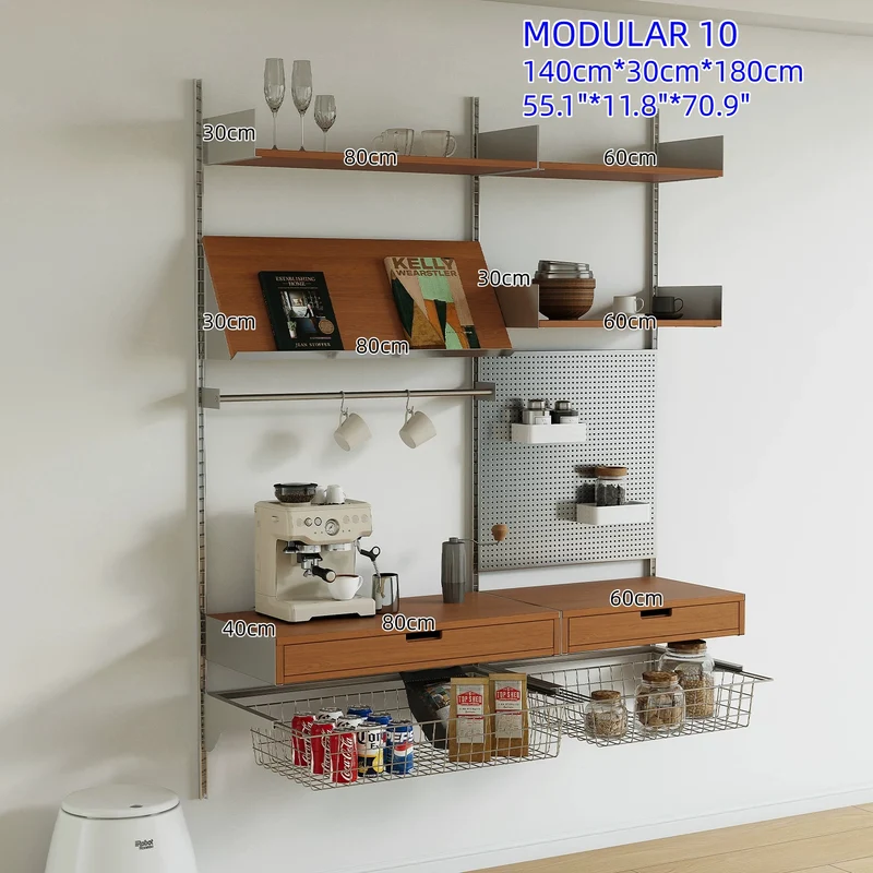 Estanterías modulares de aleación de aluminio para montaje en pared