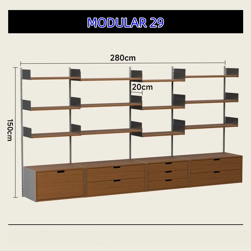 Estanterías modulares de aleación de aluminio para montaje en pared