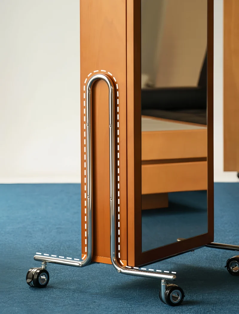 Organizador de joyas portátil con espejo de cuerpo entero y cerradura de huella dactilar.