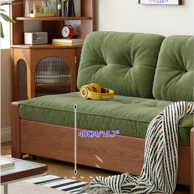 Sofá cama convertible 3 en 1 de tela chenilla con almacenamiento inferior.