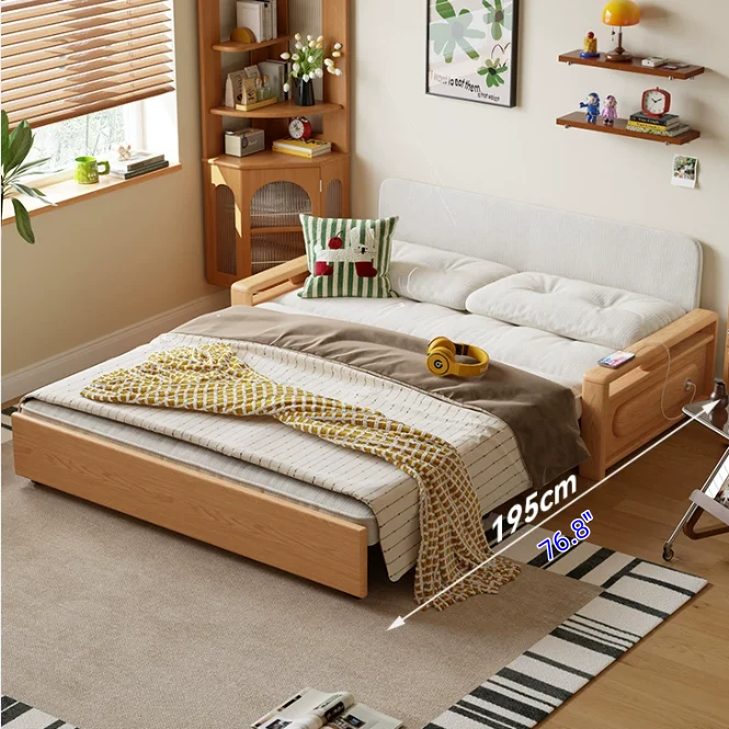 Sofá cama convertible 3 en 1 de tela chenilla con almacenamiento inferior.