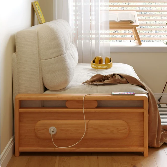 Sofá cama convertible 3 en 1 de tela chenilla con almacenamiento inferior.