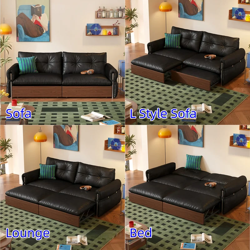Sofá cama convertible de cuero encerado 4 en 1 HERBURN