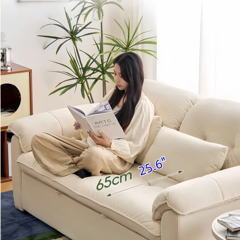 Sofá cama convertible FatCat de microfibra y terciopelo de gamuza con bolsillos laterales.