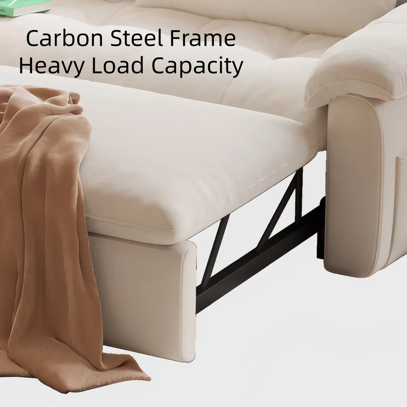 Sofá cama convertible FatCat de microfibra y terciopelo de gamuza con bolsillos laterales.