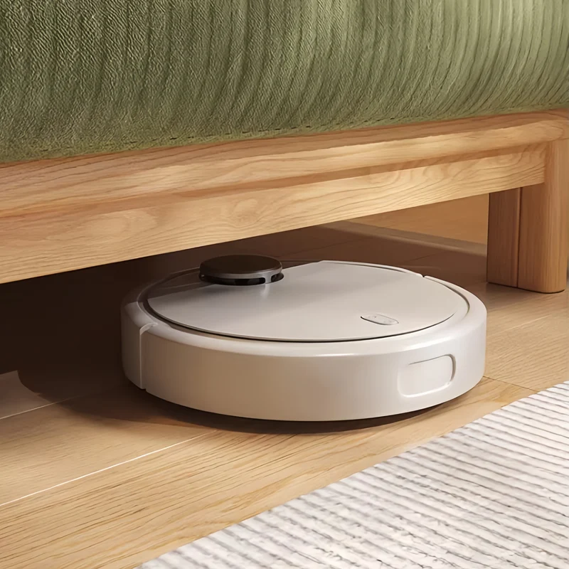 Sofá cama Japandi con estructura de madera maciza y tapizado en tela de pana.
