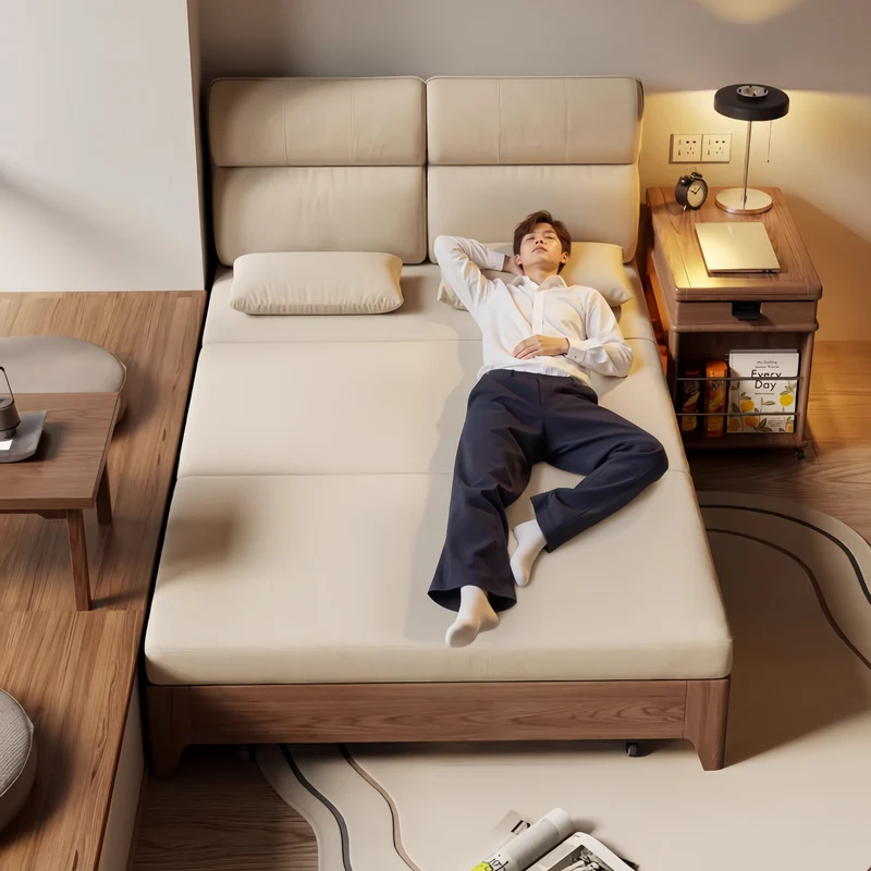 Sofá cama 3 en 1 con estructura de metal sólido y espacio de almacenamiento debajo