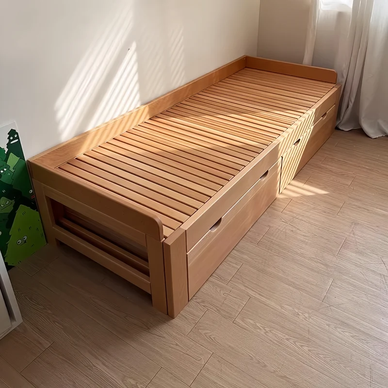Cama de día de madera maciza de haya con cajones de almacenamiento debajo